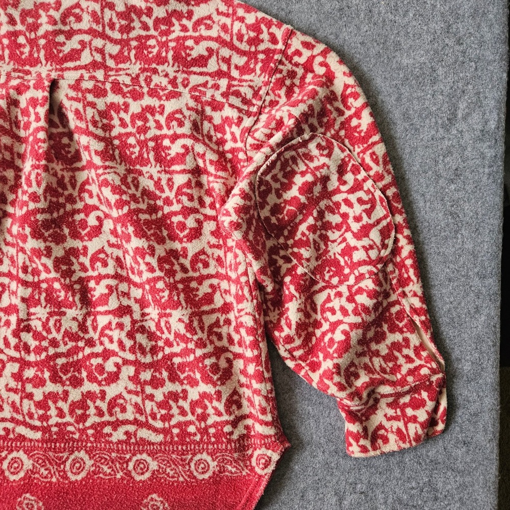 Free People Ruby Jacket Mixed Print Fleece Shacket Red Orange XS - Picture 5 of 9